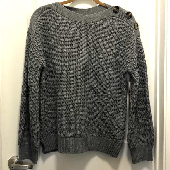 Time and Tru Sweaters - Time & Tru Button Shoulder Knitted Sweater